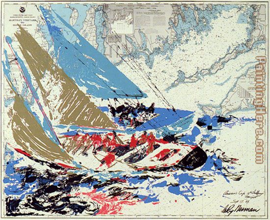 America's Cup painting - Leroy Neiman America's Cup art painting